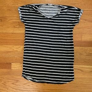 Antistar Long Shirt Women’s Medium Black White Striped Top Cuff Sleeve Casual